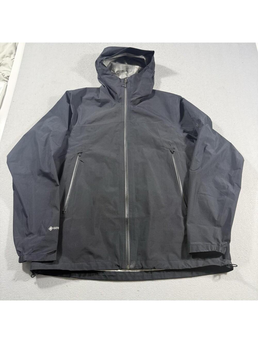 Salomon Gore-Tex Waterproof Hooded Rain Shell Jacket Black Mens XL